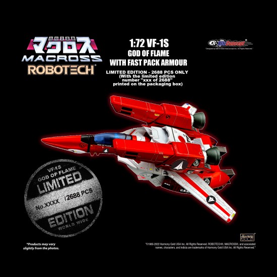 1/72 VF-1S GOD OF FLAME WITH FAST PACK ARMOUR PREORDER DEPOSIT (SP USD209.9, DEP USD109.9)